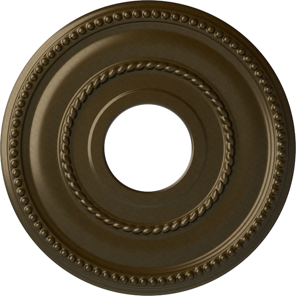 Ekena Millwork Valeriano Ceiling Medallion (Fits Canopies up to 6 1/4"), 12 1/8"OD x 3 5/8"ID x 3/4"P, Brass CM12VABRS - main